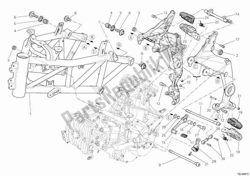All parts for the Frame of the Ducati Multistrada 1200 S Touring 2012